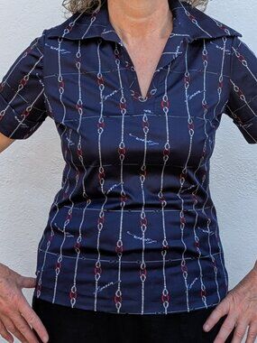 Vintage 70s Lanvin Equestrian Reins Polo Shirt